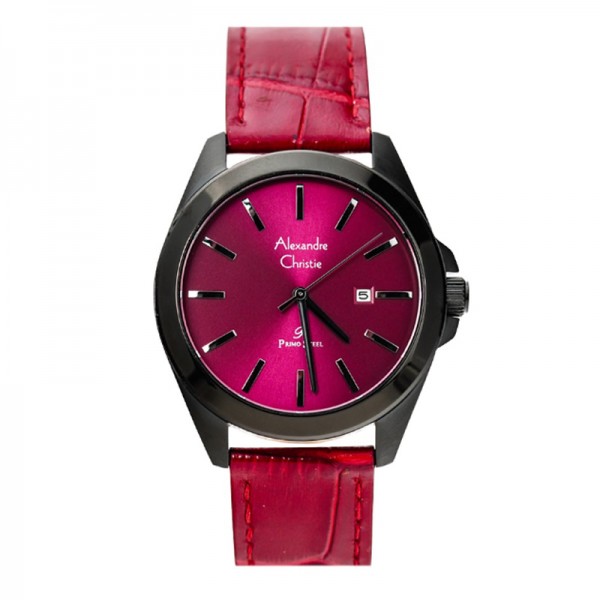 Alexandre Christie AC 1023 Black Maroon Leather Lady MDLIPPU